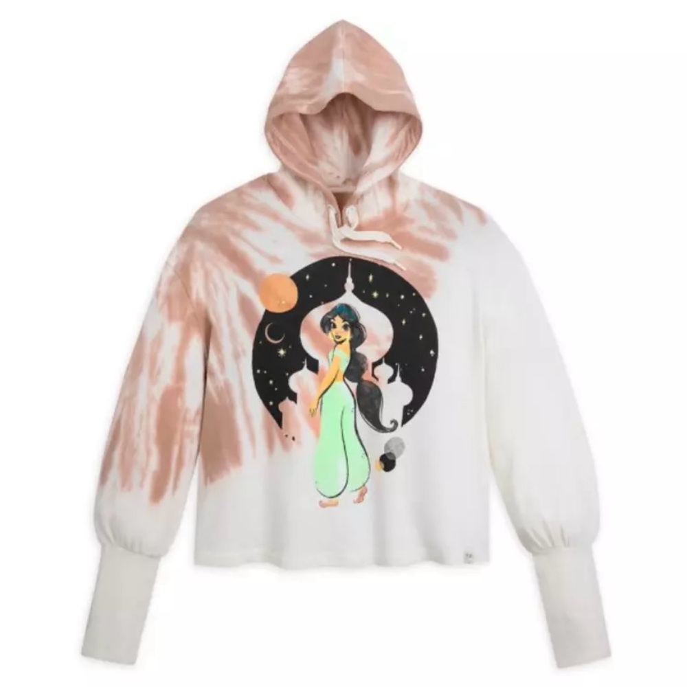 Disney Aladdin Jasmine Tie-Dye Semi-Crop Pullover Women’s‎ Hoodie Medium Cotton